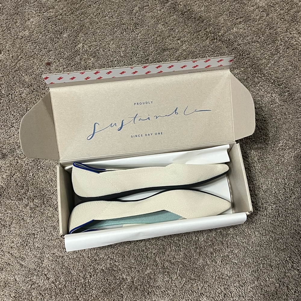 Rothy's Cream and Blue Women's Flats